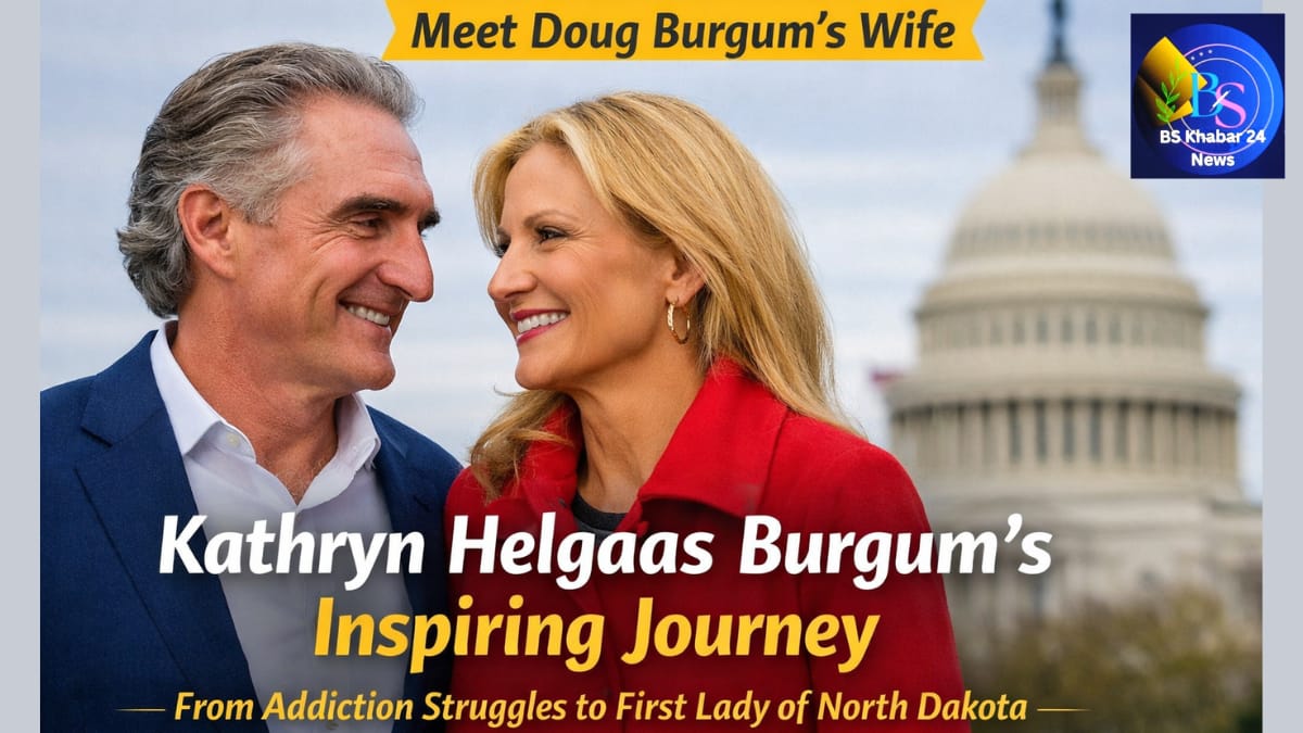 Doug Burgum wife Kathryn Helgaas Burgum smiling with North Dakota Governor Doug Burgum, highlighting her inspiring journey as First Lady and recovery advocate
