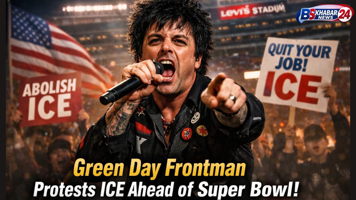 Green Day ICE Super Bowl protest by Billie Joe Armstrong