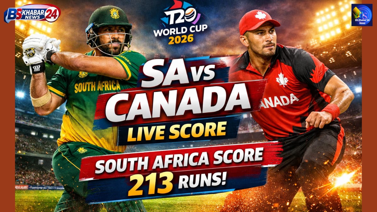 SA vs Canada live score T20 World Cup 2026 as South Africa post 213 runs after late hitting from Stubbs and Miller