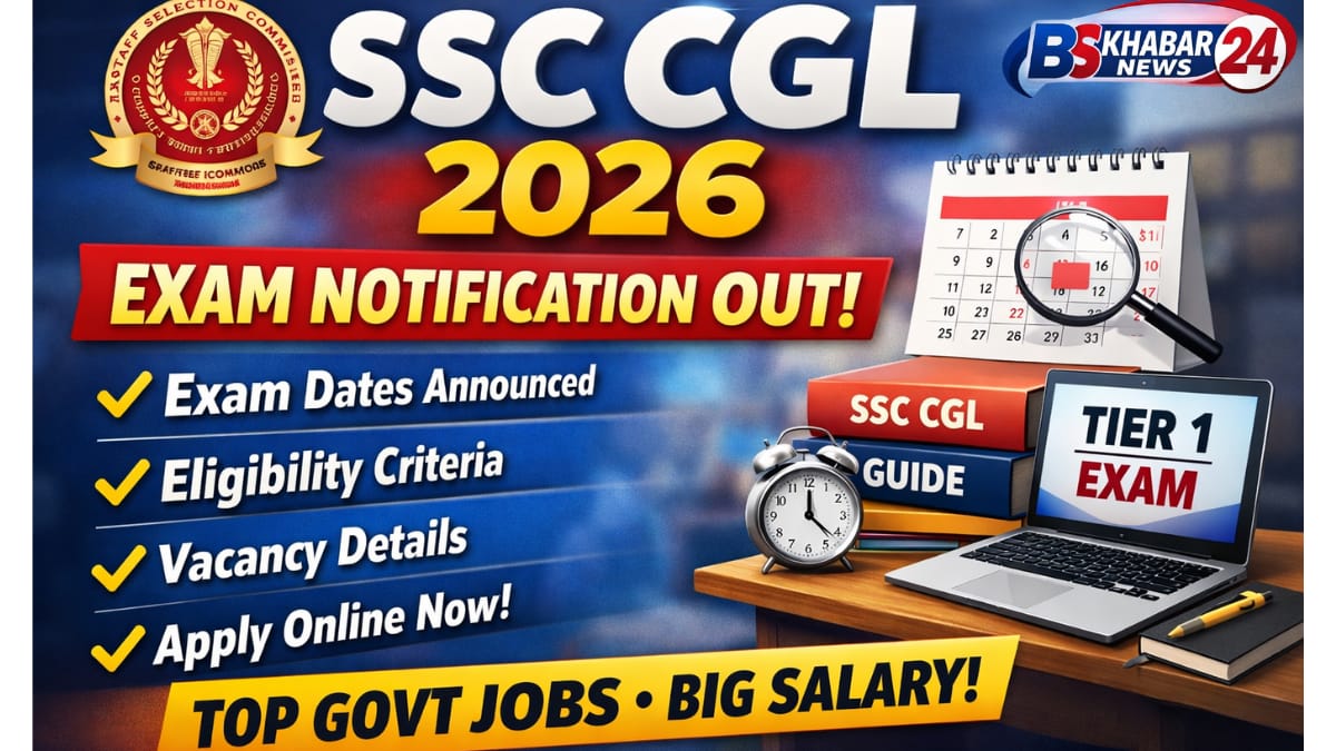 SSC CGL 2026 Notification Overview featured image showing exam dates, eligibility criteria, vacancy details, Tier 1 exam, and top government job salary highlights.