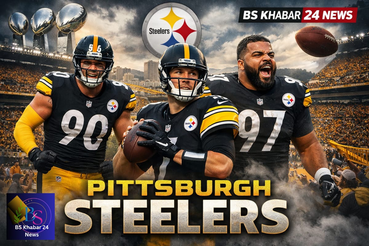 Pittsburgh Steelers players in action at Acrisure Stadium showcasing team legacy, strength, and NFL dominance